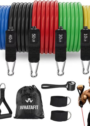 WHATAFIT Resistance Bands, Exercise Bands,Resistance Bands for Working Out, Work Out Bands with Handles for Men and Women Fitness, Strength Training Home Gym Equipment