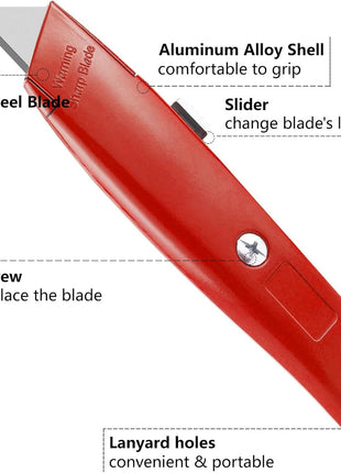 DIYSELF 2Pack Utility Knife Box Cutter Retractable Razor Blade Heavy Duty Box Cutters Knife PVC Pipe Cutter (Red)