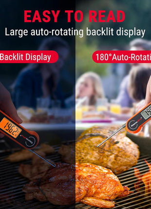 TempPro TP19H 1 Sec Digital Meat Thermometer for Cooking | Instant Read Food Thermometer with Motion Wake for BBQ Grill Oil Fry Candy, Gifts for Men Dad Husband (Previously ThermoPro)