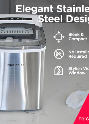 Frigidaire 26 Lbs per Day Portable Compact Maker, Ice Making Machine, Stainless, Medium