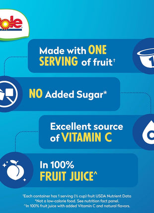 Dole Diced Peaches in 100% Juice - Dole Fruit Bowls Snacks - 4 oz Fruit Bowls - 12 Pack