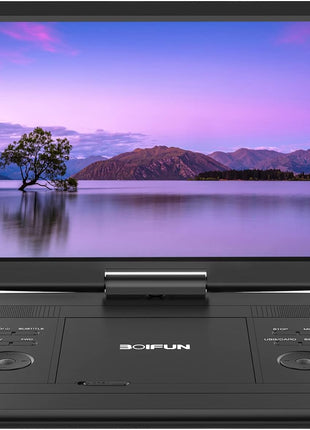 17.5" Portable DVD Player with 15.6" Large HD Screen, 6 Hours Rechargeable Battery, Support USB/SD Card/Sync TV and Multiple Disc Formats, High Volume Speaker, Black