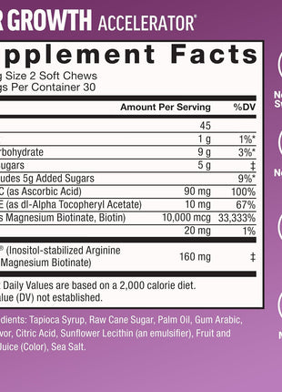 Force Factor Hair Growth Accelerator Soft Chews, Hair Growth Vitamins for Women and Men with Clinically Studied Lustriva and Biotin, Promotes Thicker, Fuller, Stronger Hair + Indole 3 Carbinol 200mg