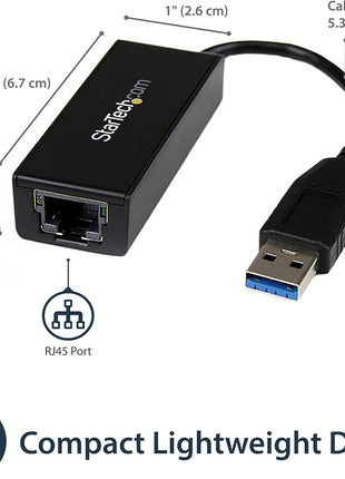 StarTech USB 3.0 to Gigabit Ethernet NIC Network Adapter - USB to RJ45 for 10/100/1000 Network
