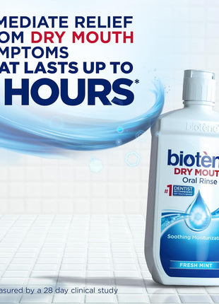 biotène Oral Rinse Mouthwash for Dry Mouth, Breath Freshener and Dry Mouth Treatment, Fresh Mint - 33.8 fl oz