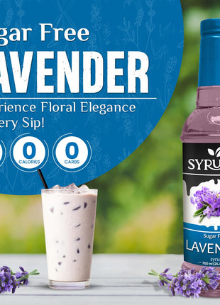Syruvia Sugar Free Coffee Syrup, Lavender Flavored Syrup for Drinks, Lattes, and Desserts – 25.4 fl oz