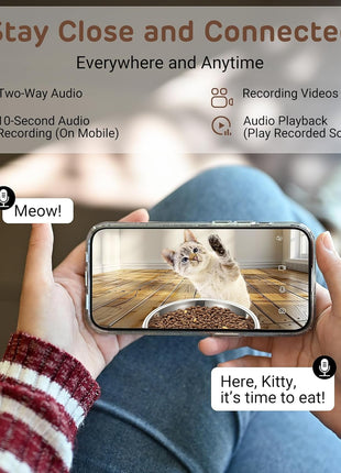 iPettie F4-C Smart Automatic Pet Feeder with 160° Wide-Angle Camera, 5G WiFi Connectivity, 2K HD, Motion & Sound Detection, 2-Way Voice Interaction, Night Vision, Stainless Steel Food Dispenser