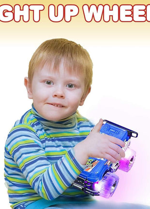 Light-Up Monster Truck Toys (2-Pack) ??Push-&-Go Cars with Glowing Wheels ??Birthday Gift for Toddlers, Boys & Girls Ages 3+ ??Durable Friction-Powered Trucks ??Batteries Included