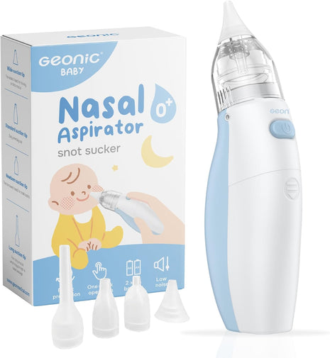 Baby Nasal Aspirator for Babies, Electric Nose Cleaner with 4 Suction Tips, Anti-Backflow, Low Noise, Portable Storage Case, BPA-Free, White