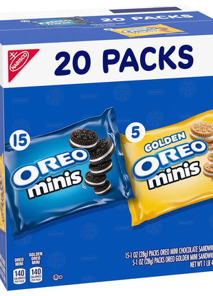 Oreo Mini Mix Sandwich Cookies Variety Pack, 20 Snack Packs | Individually Wrapped, Always made with Real Cocoa, Certified Kosher