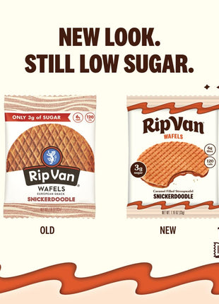 Rip Van Wafels Snickerdoodle Stroopwafels, Healthy Snacks, Non-GMO, Keto Friendly, Office Snacks, Low Sugar (3g), Low Calorie, 12 Pack