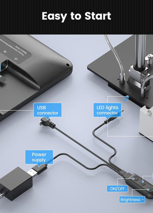 Andonstar AD210 10.1 Inch LCD Digital Microscope for Soldering, Coin | Microscope for Electronics Repair, Coin Microscope Camera Full View for Error Coins with Light, Slides Kit, 32G Card