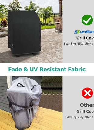 SunPatio 2 Burner Gas Grill Cover 32 inch, Heavy Duty Waterproof Small BBQ Grilling Cover, Compatible for Weber Char-Broil Nexgrill and More Grills with Collapsed Side Tables, All Weather Protection