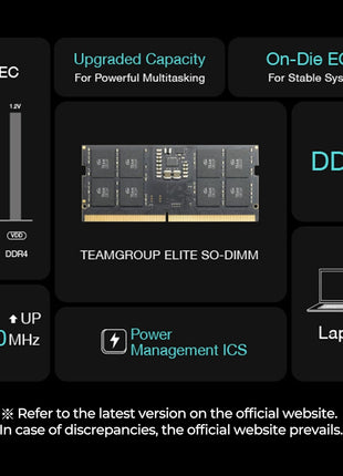 TEAMGROUP Elite SODIMM DDR5 32GB 5600Mhz (PC5-44800) CL46 Non-ECC Unbuffered 1.1V 262 Pin Laptop Memory Module Ram - TED532G5600C46A-S01