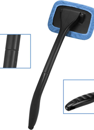 Car Windshield Cleaning Tool, Windshield Cleaner with 4 Washable and Reusable Microfiber Pads and Extendable Handle, for Auto Glass Wiper