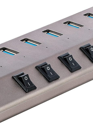 StarTech 7 Port Self-Powered USB C Hub with Individual On/Off Switches, USB 3.0 (5Gbps) Expansion Hub with Power Supply, Desktop Laptop USB-C to USB-A Splitter