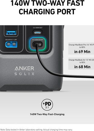 Anker SOLIX C200 DC Power Bank Station, 192Wh Portable Power Station, LiFePO4 Battery, 200W Solar Generator, for Outdoor Camping, Traveling, and Emergencies (No Wall Charger Included)