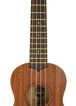 Official Kala Learn to Play Ukulele Soprano Starter Kit, Satin Mahogany – Includes online lessons, tuner app, and booklet (KALA-LTP-S) | Soprano Satin Mahogany Ukulele, Aquila Strings, Graphtech Nubone Nut and Saddle, With Clip-on Tuner