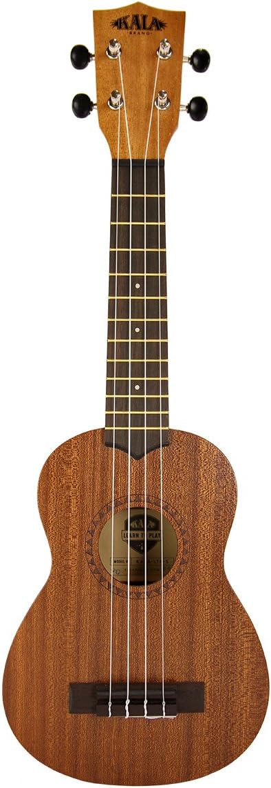 Official Kala Learn to Play Ukulele Soprano Starter Kit, Satin Mahogany – Includes online lessons, tuner app, and booklet (KALA-LTP-S) | Soprano Satin Mahogany Ukulele, Aquila Strings, Graphtech Nubone Nut and Saddle, With Clip-on Tuner