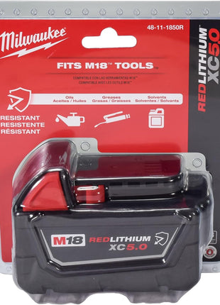 Milwaukee 48-11-1850R M18 18V 5Ah XC Extended Capacity Resistant Battery 2 Pack, (48-11-1850Rx2)