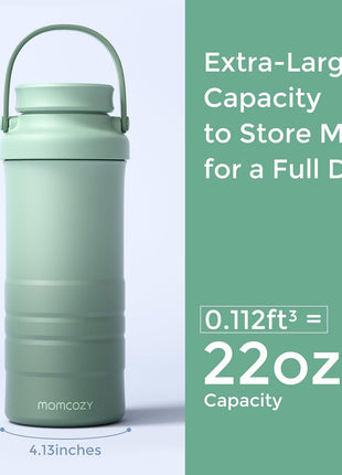 Momcozy 22oz Portable Breastmilk Cooler for 24H Outdoor, Newborn Essentials | 24 Hours & 360° Surrounded Cooling, 2 Extra Baby Bottles for Better Storage, Life Saver for Working Mom, Hassle-Free Cleaning