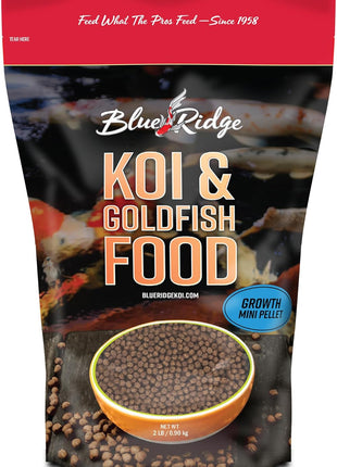 Blue Ridge Koi Fish Food 5lb - Koi Food Mini Growth Formula, Goldfish Food, Premium Fish Food for Ponds, Ponds Fish Food, Floating Pond Pellets
