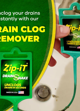 The original Zip-It Hair Clog Remover 25-inch Overall Length Drain Snake Cleaner (3-Pack), Unclog Your Sink, Shower, & Tub Drain In Seconds – Non-toxic, Made in the USA