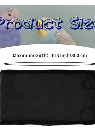 Daoeny Large Bird Cage Cover, Bird Cage Seed Catcher, Adjustable Soft Airy Nylon Mesh Net, Birdcage Cover Skirt Seed Guard for Parrot Parakeet Macaw African Round Square Cages (Black)