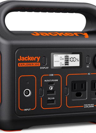 Jackery Portable Power Station Explorer 300, 293Wh Backup Lithium Battery, Solar Generator for Outdoors Camping Travel Hunting Blackout (Solar Panel Optional)