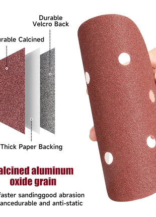 100 PCS 6 Inch Sanding Discs, 6 Hole Hook and Loop Sandpaper 60 80 120 240 400 Grit Set, Round Orbital Sand Paper Discs for Sander
