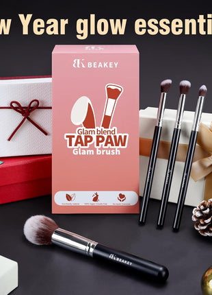 BEAKEY Makeup Brushes Set, Professional Foundation Eyeshadow Concealer Blush Powder Bronzer Applicator, 2 Blender Sponge with Beauty Paper Case