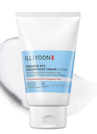 Illiyoon Ceramide Ato Concentrate Cream | Moisturizer for Dry & Sensitive Skin, 100hr Lasting Hydration, For Face & Body, Gentle for Infants, Moisture Barrier Repair, Vegan Certified, 6.76 fl.oz.