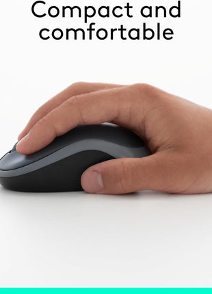 Logitech M185 Wireless Mouse, 2.4GHz with USB Mini Receiver, 12-Month Battery Life, 1000 DPI Optical Tracking, Ambidextrous PC/Mac/Laptop - Swift Grey