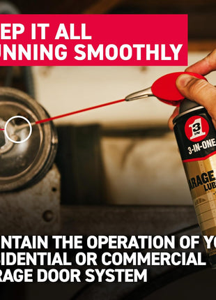3-IN-ONE Garage Door Lubricant with SMART STRAW SPRAYS 2 WAYS, 11 OZ