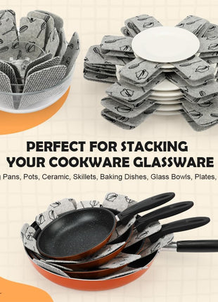 BOYAN Pot and Pan Protectors, Set of 12 and 3 Different Size, Cookware Protector Set/Felt Pots and Pans Divider Separator Pads Anti-Slip to Avoid Scratching or Marring When Stacking