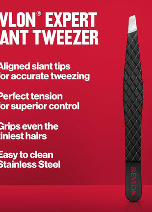 Revlon Expert Slant Tweezer, High Precision For an Easy Hair Removal, Made With Stainless Steel, 1 Count
