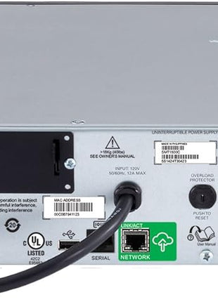 APC 1000VA Smart UPS with SmartConnect, SMT1000RM2UC Rack Mount UPS Battery Backup, Sinewave, AVR, 120V, Line Interactive Uninterruptible Power Supply