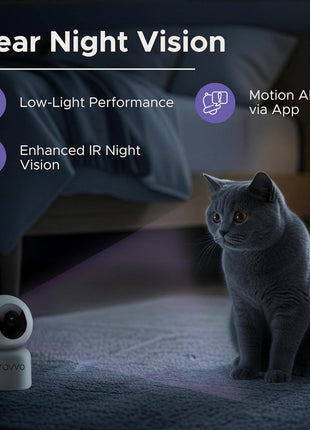 2K HD Pet Camera - 360° Smart Puppy Monitor with 5GHz & 2.4GHz Dual-Band WiFi, Smart Motion Tracking, 2-Way Audio, Night Vision, Indoor Camera for Dogs & Cats, Works with Phone App.