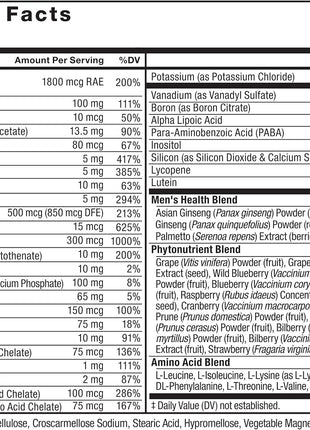 Force Factor Men's Multivitamins, Multivitamin for Men Plus Amino Acids | Supplement with 27 Vitamins and Minerals, and Phytonutrients to Support Energy, and Immunity, 60 Tablets