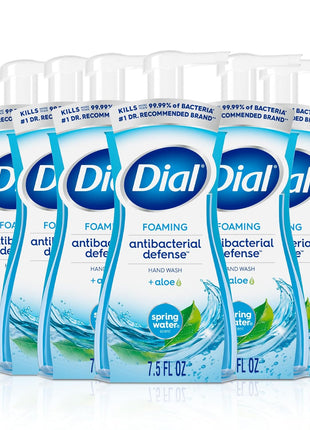 Dial Antibacterial Foaming Hand Wash, Spring Water, 7.5 fl oz (Pack of 6)