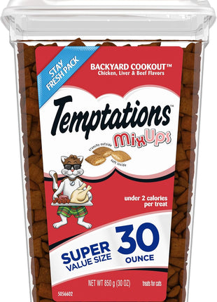 Temptations Cat Treats MixUps Backyard Cookout Flavor Crunchy, Soft Cat Treats, 30 oz. Tub