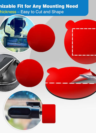 Double-Sided Adhesive Pads for Dash Cam Mount – 4-Pack 2.2" (56mm) Round High-Bond Heat-Resistant Mounting Tape for Windshield, Dashboard, GPS & Camera Holders – Includes Adhesion Promoter