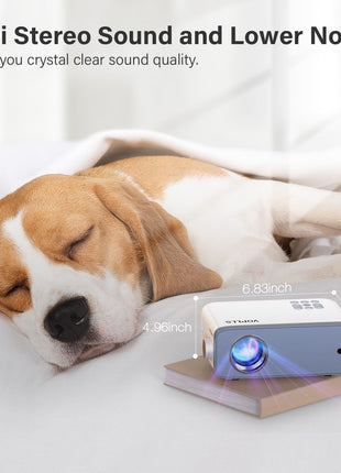 Mini Projector, VOPLLS 1080P Full HD Video Projector, Portable Outdoor Home Theater Movie Projector, 50% Zoom, Compatible with HDMI, USB, AV, Smartphone/Tablet/Laptop/PC/TV Box (25000L)