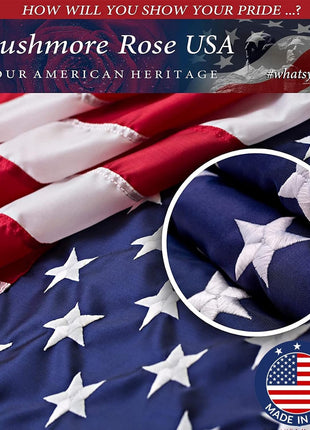 American Flag Made in USA | American Flags for Outside 3X5 | Premium US Flag 3X5 Heavy Duty Outdoor with Embroidered Stars and Sewn Stripes.