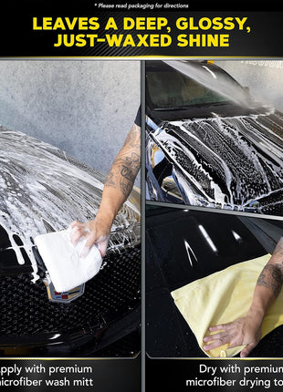 Meguiar's Ultimate Wash and Wax, Car Wash Soap and Wax Cleans & Shines in One Step, Shine & Protect with an Enhanced pH Balanced Car Paint Cleaner, 1 Gallon