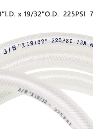 3/8 inch ID x 25 Ft High Pressure Braided Clear PVC Vinyl Tubing Flexible Vinyl Tube, Heavy Duty Reinforced Hose Tubing, BPA Free and Non Toxic