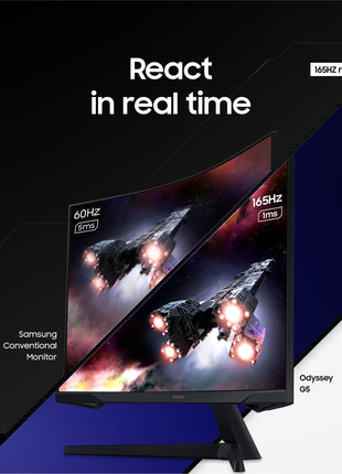 Samsung 32" Odyssey (G55C) Series QHD 1000R Curved Gaming Monitor, | 165Hz, 1ms(MPRT), HDR10, AMD Radeon FreeSync, Eye Care, Glare Free, Sharp Resolution (LS32CG550ENXZA)