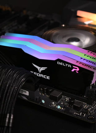TEAMGROUP T-Force Delta RGB DDR4 16GB (2x8GB) 3600MHz (PC4-28800) CL18 Desktop Gaming Memory Module Ram TF3D416G3600HC18JDC01 - Black