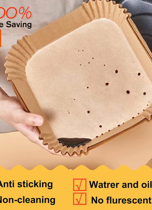 Air Fryer Liners Disposable 9 Inch, 9 inch Air Fryer Liners 125 Pcs Large Square Air Fryer Paper Liners for 5QT 6qt 8QT Air Fryer, Non-stick Parchment Paper for Frying, Baking