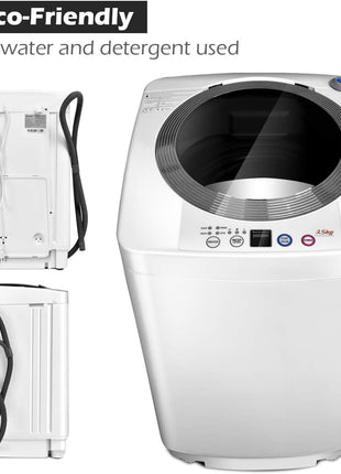 Giantex Portable Washing Machine, Full Automatic Washer and Dryer Combo, with Built-in Pump Drain 8 LBS Capacity Compact Laundry Washer Spin Dryer for Apartment RV Dorm